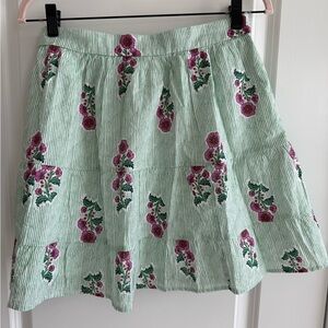 J. Crew Factory Green and Pink Floral tiered Mini Skirt